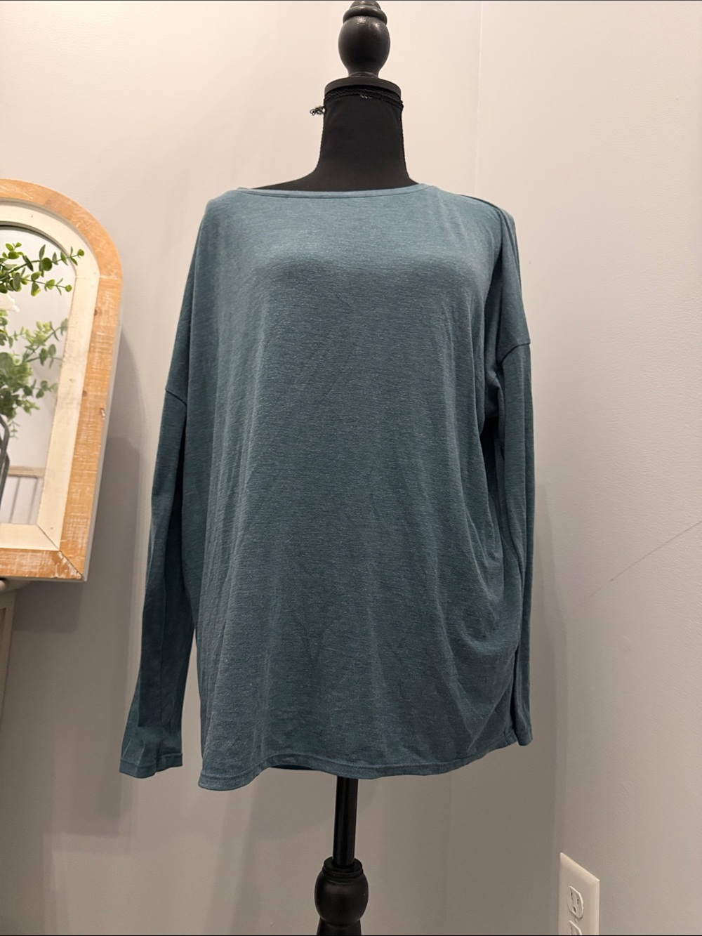 MPG Teal Boatneck Long Sleeve Top